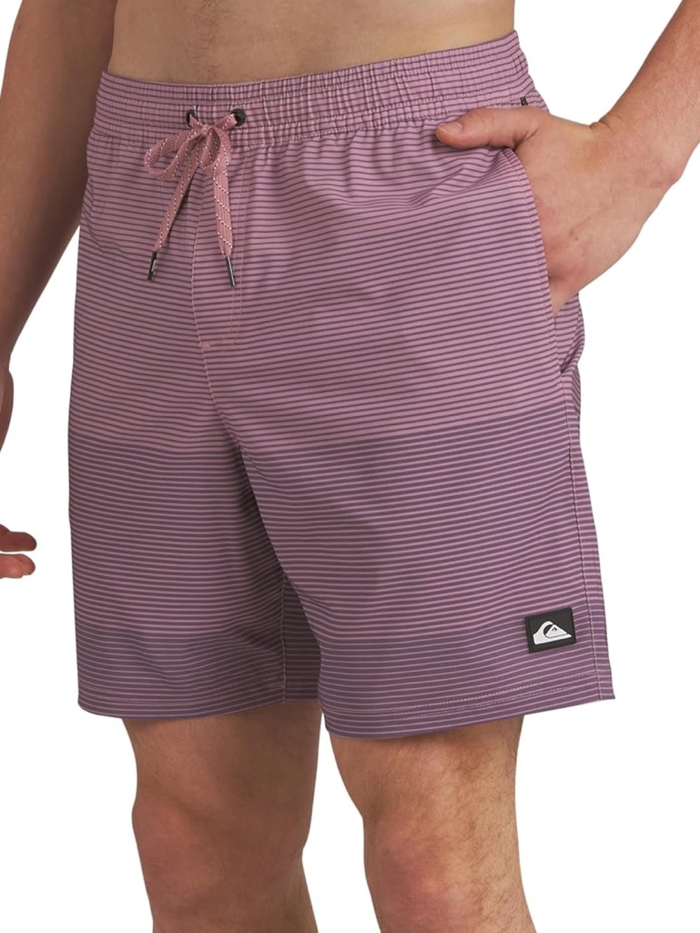 Quiksilver Men's Swimwear Regular Fit Swim Trunks Striped- Dusty Rose. Size XXL